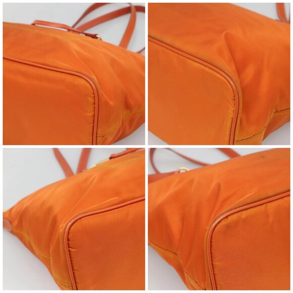 PRADA Tote Bag Nylon Orange Gold Auth ti3145 - Picture 16 of 16
